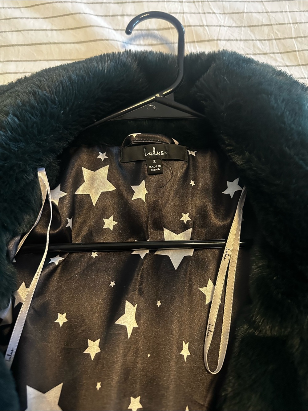 Lulus Green Faux Fur Long Coat Size Small